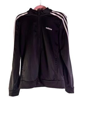 Adidas Essentials Women's Black 3-Stripe Full Zip Track Jacket Size Medium